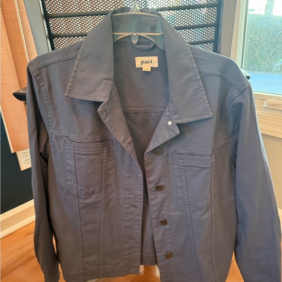 Pact Jackets & Blazers - Pact Charcoal/Blue Button-Up Denim Style Jacket